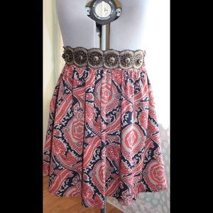 Miami brand High Waisted Skirt with Beaded Belt